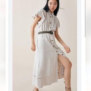 Zara linen mix rustic midi dress